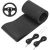QWORK® Coprivolante auto universale, 37-38 cm copri volante con ago e filo, coprivolante auto da cucire