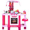 HOMCOM Cucina Giocattolo per Bambini con 38 Accessori Inclusi, 78x29x87cm, Rosa
