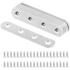 QWORK® 10 Pezzi 77x16x2mm Piastre Staffa Piatta Forata, Piastre di Giunzione per Riparazione, In Acciaio INOX, per Fissaggio Mensola Supporto Mobili con 40 viti