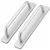 QWORK® 2 Pezzi Maniglia Autoadesiva per Porta Scorrevole, Maniglione Porta Esterna in Lega di Alluminio per Porte e Finestre, Cassetti, Armadi, Argento, 210 x 25 mm Argento