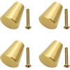inodiref 4 Pezzi Manopole in Ottone Pomelli per Mobili in Ottone Spazzolato Maniglia Singola Conica in Metallo Massiccio con 4 Pezzi Viti Maniglia per Mobili Armadio Cassetto, Oro, 20 x 17mm