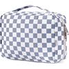 Narwey Beauty Case da Viaggio, Beauty Case da Appendere per Donna Uomo, Borsa da toilette Wash Bag da Travel Kit Viaggio, Trousse Pochette Trucchi Donna per Viaggio (Scacchiere Blu Grigiastro)
