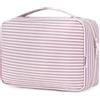 Narwey Beauty Case da Viaggio, Beauty Case da Appendere per Donna Uomo, Borsa da toilette Wash Bag da Travel Kit Viaggio, Trousse Pochette Trucchi Donna per Viaggio (Striscia Rosa Polvere)