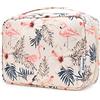 Narwey Beauty Case da Viaggio, Beauty Case da Appendere per Donna Uomo, Borsa da toilette Wash Bag da Travel Kit Viaggio, Trousse Pochette Trucchi Donna per Viaggio Accessori Utili (Flamingo Beige)