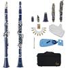 Sorandy Clarinetto in Bachelite a 17 Tasti Tono BB con Placcatura in Nichel Anti-ossidazione Bottone Rimovibile e Compatto Design di Apertura Accurato Adatto per Studenti Principianti Comodo e Pratico(Blu)