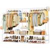 SONGMICS Stand Appendiabiti, Guardaroba Aperto, 9 Ripiani Portaoggetti, Struttura in Metallo, Barre Appendiabiti, Camera da Letto, Soggiorno, Ingresso, Bianco HSR183WG01