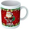 Overthetee, Tazza Natalizia Personalizzata con Nome, Neve & Babbo Natale, Ceramica 330 ml, Stampa Sublimatica Resistente, Idea Regalo Natale, Made in Italy
