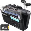 KLIM K7 Cassette Player con auricolari F1 - Convertitore Cassette MP3 - Lettore Cassette Audio Portatile - Microfono e Altoparlante Incorporati - Batteria Ricaricabile - Auricolari - Scheda SD da 16 GB