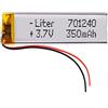 Liter energy battery Batteria 701240 LiPo 3.7V 350mAh 1.295Wh 1S 5C Liter Energy Battery per l'elettronica Ricaricabile Telefono Portatile Smartwatch Orologio GPS - Non adatto per Radiocomando 32x12x7mm (350mAh|701240)