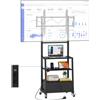 Mobile TV Con Ruote E Supporto, Prese Integrate, Altezza Regolabile E Cassetto,