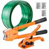 VEVOR Set di Reggiatura per Cinghie Plastiche, Kit di Reggiatura Manuale, Tendireggia e Sigillatrice con Reggia in PET da 304,8 m e 300 Sigilli Metallici, per Imballaggio di Pallet, Magazzino Trasloco