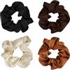 Brushworks Satin Scrunchies Natural 4 pz