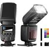 PHOTOOLEX Kamera Blitz Speedlite Kompatibel mit Canon Nikon Panasonic Olympus Pentax und andere DSLR Kameras Digitalkameras mit Standard Blitzschuh, Kamerablitz mit 12 Farbfiltern