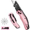 WORKPRO Coltello Taglierino, con 10 Lame di Ricmabio, Taglierino Rosa, Lame 1h0c