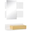 HOMCOM Set Mobili da Ingresso con Specchio 40x70cm e Cassetto in Legno con Fissaggio a Muro