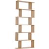 HOMCOM Libreria Etagere Zig zag Design Contemporaneo 80L x 23P x 192A cm 6 Livelli Colore Quercia Chiaro