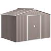 Outsunny Casetta da Giardino con porte scorrevoli e finestre, Capanno per attrezzi in metallo, 277 x 195 x 192 cm, Grigio chiaro | Aosom Italy