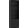 HOMCOM Libreria 6 Ripiani con Ante 4 Ripiani Aperti per Soggiorno Studio 59x29x180 cm Nero | Aosom Italy