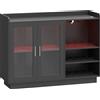 HOMCOM Mobile Portabottiglie con Luce LED e Scaffale Regolabile, in Legno e Vetro, 120x38x88 cm, Nero | Aosom Italy