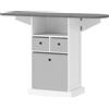 HOMCOM Mobile Asse da Stiro Pieghevole a Rotelle con Ripiano Aperto e 3 Cassetti, 121x37x89.5 cm, Bianco e Grigio | Aosom Italy