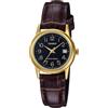 Casio Collection - Orologio donna al quarzo Classico cinturino in Pelle Nero cassa in Ottone display analogico nero - LTP-V002GL-1B