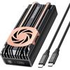 GRAUGEAR Alloggiamento esterno USB 4.0 in alluminio, 40 Gbps, alloggiamento per SSD M.2 NVMe 2280, M-Key, tubo di calore in rame, ventola silenziosa, cavo USB-C 40 Gbps