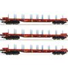 ROCO 6600219 Scala HO Set tre carri a carrelli con stanti RCW