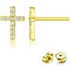 Bellitia Jewelry Piccoli Orecchini a Bottone Lobo a Croce con Zirconia Cubica in Argento 925 Orecchini Carini per Donne Ragazze, Argento Placcato in Platino/Oro/Oro Rosa