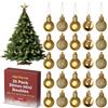 Festive Fix 25 mini palline di Natale infrangibili dorate, lucide, opache e glitterate, decorazioni natalizie leggere e resistenti per alberi di Natale, casa, feste ed eventi festivi