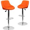 Flash Furniture Caldwell - Sgabello da bar in vinile, altezza regolabile, con motivo a rombi e base cromata, 2 pezzi, colore: arancione