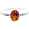 SilverAmber Jewellery Noda 7481 - Anello classico in argento Sterling 925 e vera ambra baltica verde o cognac, Petite, Gemma, Ambra
