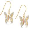 Carissima Orecchini a Goccia con Farfalla in Oro Tre Colori 9 ct per Donna