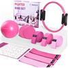 Goocrun Set di Attrezzatura per Esercizi Pilates, con Set di Fasce di Resistenza, Palla per Pilates, Dischi Scorrevoli. Palestra Portatile per la Casa - con Poster di Guida al Fitness (Viola)
