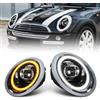 Archaic LED Fari Anteriori compatibili con Mini Cooper R50 R52 R53 2001-2007,luci anteriori con indicatori di direzione sequenziali, animazione DRL, coppia
