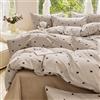 Freyamy Copripiumino 200 x 200 cm+2 federe 65 x 65 cm Cuore Plaid Cachi Marrone Set di copripiumino per 2 persone per adulti, motivo cuore, set di copripiumino in microfibra con cerniera