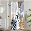 Uiiooazy Tenda Doccia Antimuffa, Uiiooazy Tenda da Doccia Piccola 90x180cm Blu Boho Style Tropicale Foglie di Palma Giallo Giungla Tende da Bagno Tessuto Lavabile Impermeabile Tende Vasca da Bagno con 6 Anelli