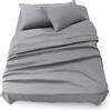 Blumtal - Parure da letto 135 x 190 in microfibra - 3 pezzi - Lenzuolo con angoli 135 x 190 + lenzuolo piano 2 persone (220 x 275) + 2 federe 50 x 80 - grigio