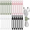 Nearockle 24 fascette stringicavo in silicone per organizzare auricolari, caricabatterie per telefono, cavi del computer, fascette riutilizzabili per casa, ufficio, cucina, scuola (4 colori)