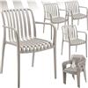 tectake®, Set da 4 sedie da giardino impilabili, sedia giardino esterno in plastica, sedie da esterno, terrazzo, sedie polipropilene, poltrone moderne, cucina, mobili da esterno - Tortora