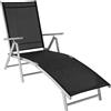 tectake® Lettino Prendisole, Schienale Regolabile, Resistente alle Intemperie, Lettino Pieghevole, Alluminio, Mobile Giardino, Campeggio, Mare, Piscina, Terrazzo, Balcone-Nero Argento