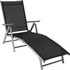 tectake® Lettino Prendisole, Schienale Regolabile, Resistente alle Intemperie, Lettino Pieghevole, Alluminio, Mobile Giardino, Campeggio, Mare, Piscina, Terrazzo, Balcone-Grigio Scuro