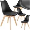 tectake® Set di 4 Sedie da Cucina, Sedie Sala da Pranzo con Seduta Ergonomica, Design Moderno, Struttura Solida, Massimo Comfort, Facili da Pulire e Versatili - Nero