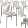 tectake®, Set da 4 sedie da giardino impilabili, sedia giardino esterno in plastica, sedie da esterno, terrazzo, sedie polipropilene, poltrone moderne, cucina, senza braccioli, mobili - Tortora