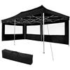 tectake® Gazebo Pieghevole e Richiudibile Pop Up, 6x3 m, Telaio in Alluminio, Impermeabile, 4 Altezze, 2 Pannelli Laterali, Picchetti Inclusi, Gazebo da esterno per Giardino, Barbecue e Bar - Nero