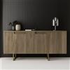 Dmora - Credenza Betel, Buffet da soggiorno, Madia da salotto, Dispensa da cucina, 160x35h80 cm, Noce e Oro