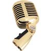 GOWENIC Microfono Vintage, Microfono Dinamico Stile retrò, Microfono Vocale Dinamico retrò con Rack Rotante Autotensionante in Lega di Zinco per Feste KTV (GOLD)
