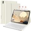 GKABXY Custodia con Tastiera per iPad 11/10 Generazione con Portamatite, Magnetico Rimovibile Senza Fili Bluetooth Tastiera Cover per iPad 11 Pollici A16 2025 10ª generazione 10.9 2022, Bianco Crema