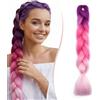 SEGO Kanekalon Intrecciatura meches per trecce africane - Jumbo Braids Extension per capelli treccia ombreggiata Jumbo Extension in fibra sintetica Crochet Braids Twist Box 60 cm [Viola/Pinkish Rosso/Pink]