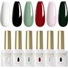 ROSALIND Smalti Semipermanenti Bianco Nero Verde Chiaro Rosso Rosa Verde Scuro 6 Colori Semipermanente Unghie, Smalto Semipermanente per Unghie UV LED Smalto Gel Unghie Nail Polish 6ml