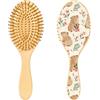 Mnsruu Spazzola per capelli in legno, con fiori rosa, senza cuciture, per capelli lunghi, corti, ricci, spessi, sottili, per donne, uomini, ragazzi e ragazze